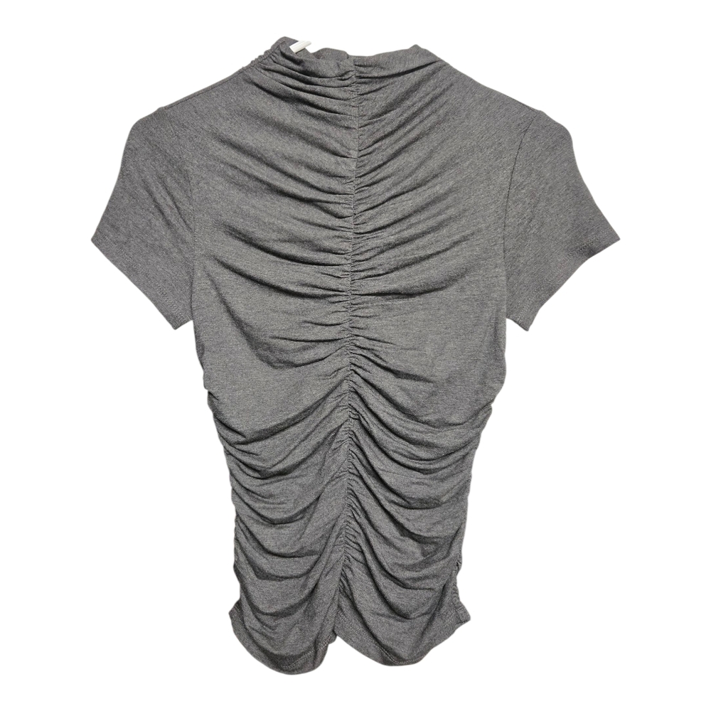 Elodie Ruched Short Sleeve Top Sz Small Charcoal Gray NEW